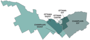 Carte des régions de Champlain.